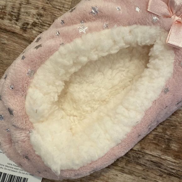 Cozy Corner Club Slipper Foil Cozies Pink Fluffy w Silver Star M/L - Picture 8 of 13